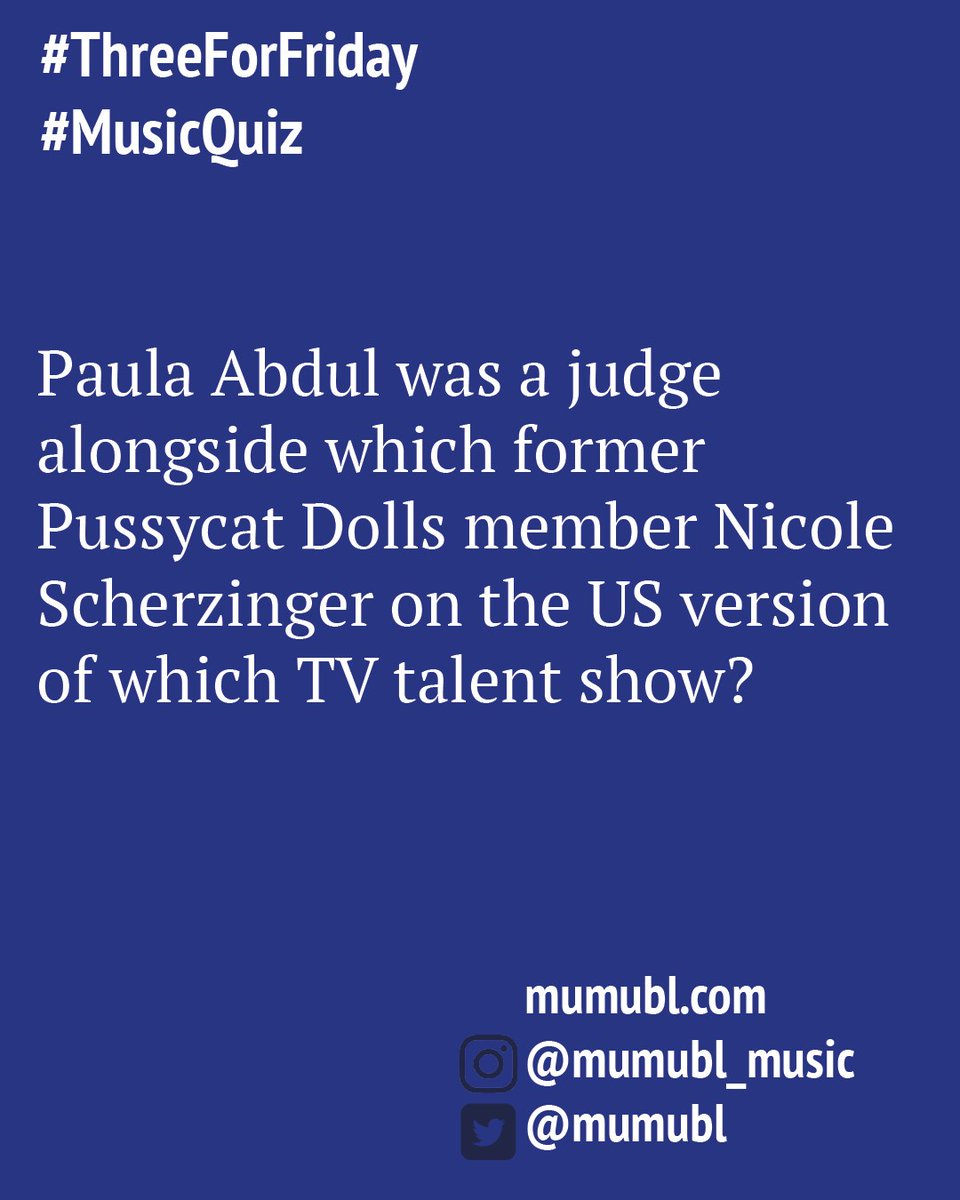 Mumubl's tweet photo. It's a #threeForFriday #music #quiz happy birthday to @paulaabdul today and three questions for you focused on Paula's musical connections and collaborations

#musicquiz #trivia #musictrivia #questions #musicquestions #popmaster #musicfans #musicgame #musicchallenge https://t.co/WYmnCPfwrG