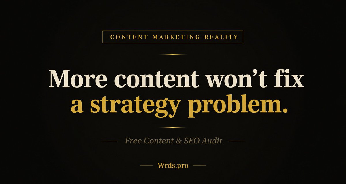 Wrdspro's tweet photo. You have a content team publishing consistently, but your traffic looks flat for months. 
That’s a strategy problem, not a writing one.  
Want to get a clear picture? We can do a free audit for you.  
DM us if you want to identify the bottlenecks. 
#ContentStrategy #seoaudit https://t.co/r025JlLSdq