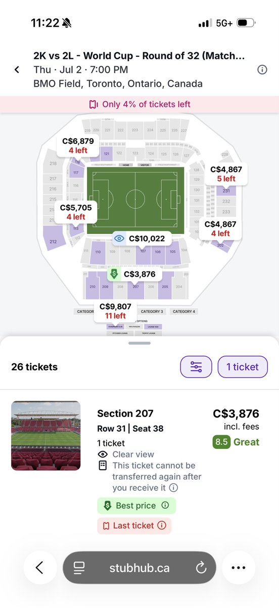 btownley's tweet photo. If Corpsiano Ronaldo plays in this game tickets will be 10k minimum, Toronto probably has more Portuguese than Lisbon #wc2026 #worldcup2026 https://t.co/h288a8Yoji