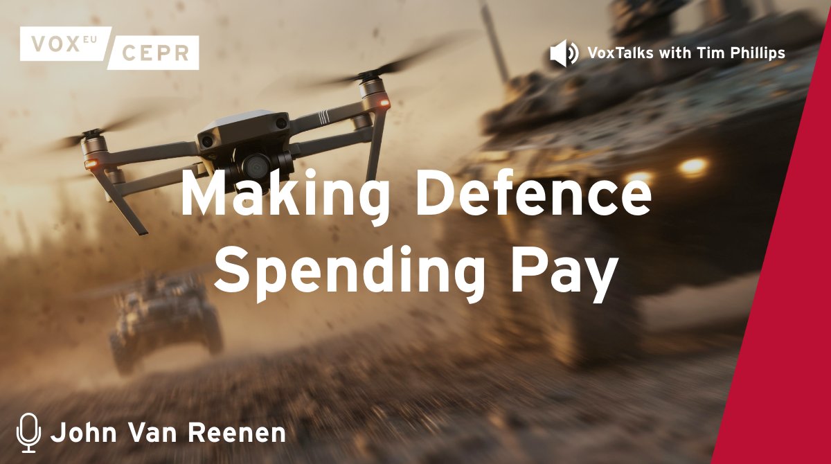 voxeu's tweet photo. Defence spending is rising across Europe and beyond. The UK has committed to spending 2.5% of GDP on defence, with ambitions to reach 3.5% over the next decade. That's around £30 billion a year for every additional percentage point of GDP.

But what does society get back from that investment?

In the latest episode of VoxTalks Economics, @timsvengali speaks with @johnvanreenen (@LSEnews) about whether defence spending can also support economic growth through innovation.

History offers some striking examples: nuclear power, GPS, and the internet all originated in military projects. But innovation spillovers don't have to be left to chance.

Research on a US Air Force programme found that when the military asked firms what they could build, instead of prescribing solutions, it attracted startups, generated more original patents, and created stronger spillovers into the civilian economy.

The lesson? If defence budgets are set to rise, governments should think carefully about how to maximise both security and innovation returns.

🎧 Listen to the episode now: https://t.co/Q7MAgJKB8g 

#Economics #VoxTalks