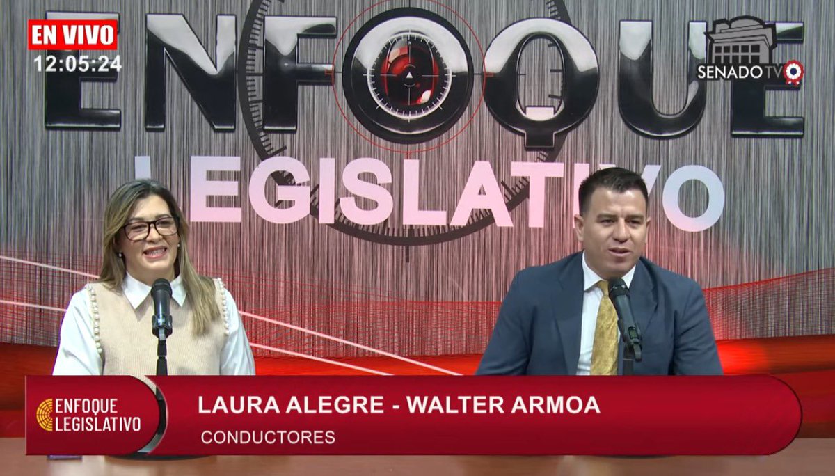 SenadoTV24's tweet photo. 🔴 EN VIVO - Enfoque Legislativo. Conducen Laura Alegre y Walter Armoa. Exteriores: Octavia Ovelar.
Canal 24: IPTV Copaco 
Canal 4: Tigo star
Facebook: https://t.co/VK1SpzrjHY
YouTube:https://t.co/ujqZalNs2z https://t.co/xQAn90ltJd
