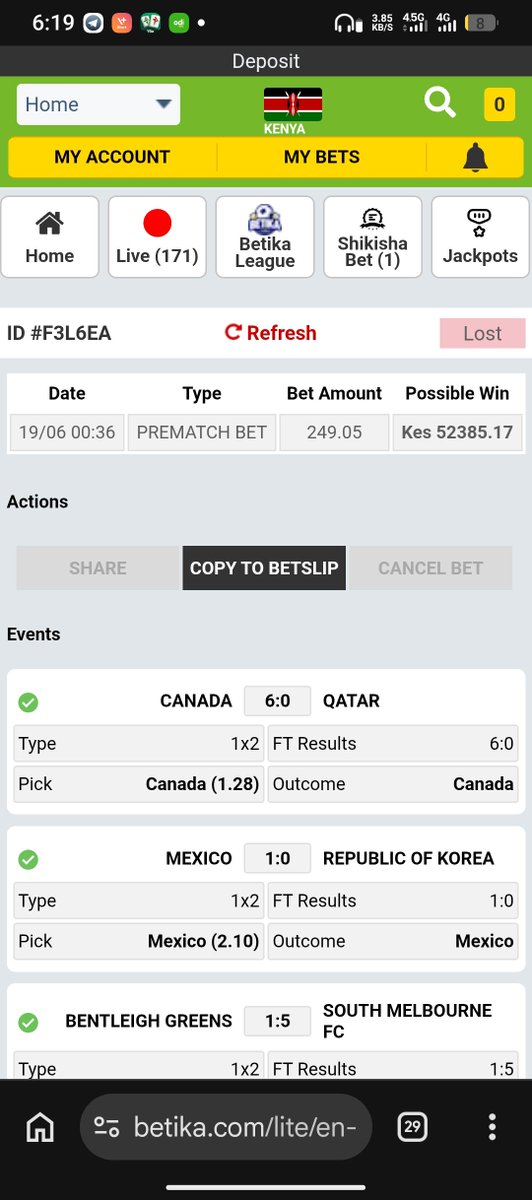 ThaddaeusE's tweet photo. "@BetikaKe Hello, kindly look into my Bet ID: [F3L6EA]. You have wrongly settled the Caboolture Sports FC vs Brisbane Strikers match as a 2-2 draw. The official full-time score was 1-2 in favor of Brisbane Strikers. Kindly rectify this so I can access my cashout. Thanks. https://t.co/kLkH9dvlS2