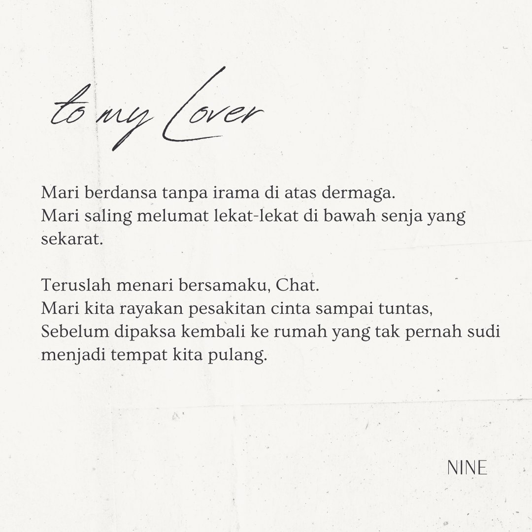 maltarumi's tweet photo. "𝐀𝐤𝐬𝐚𝐫𝐚 𝐒𝐞𝐤𝐚𝐫𝐚𝐭 𝐝𝐢 𝐁𝐚𝐥𝐢𝐤 𝐋𝐞𝐧𝐬𝐚"
Krist Singto Epistolary
#WriteYouAgain

Beberapa waktu sebelum deru mesin mobil menghancurkan ingatan, Nine diam-diam menyelipkan surat ke dalam buku Chat. Berisi sebuah harapan, perayaan sebelum kematian. https://t.co/UiL8gENT4x