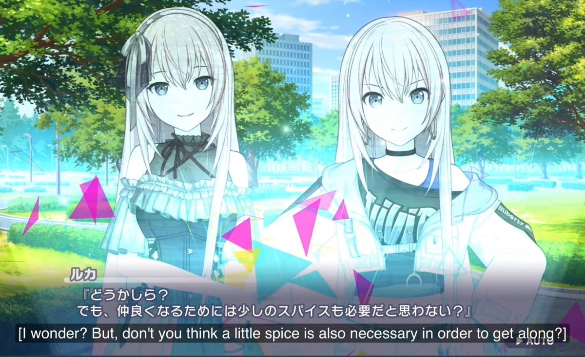 catmizus's tweet photo. i like how when mafuyu had to introduce niigo luka to everyone she was asking her to behave because she knows how she is and then luka starts going on a long tangent on how she likes conflict and to observe it because she likes the ripple effect and how the chaos creates beauty https://t.co/bKzHIjEPom