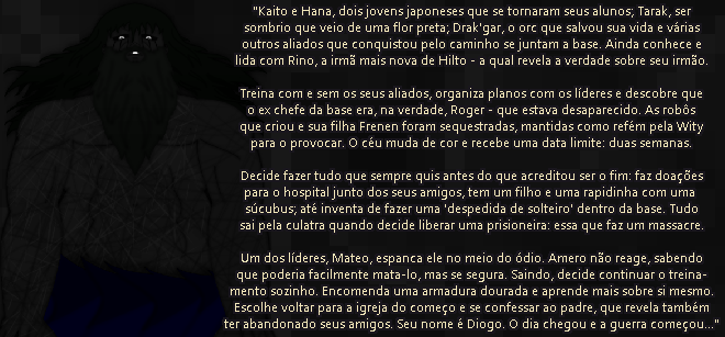 sEffocy's tweet photo. --- Teste | Amero Noroi (Parte 7) ---
A maldição foi quebrada, mas não sem um preço. Para conquistar a paz, precisaria passar pela guerra...
Arte do Arco 3:
#RPG #escrita #escritacriativa #OC #brasil https://t.co/nkquCPqQhF