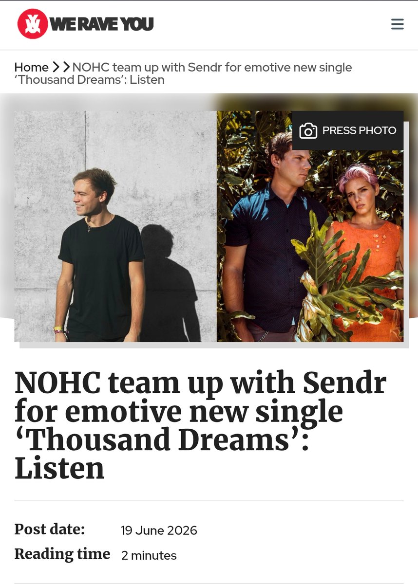 Sendrmusic's tweet photo. We’ve had quite a history together with @NOHCmusic. Today, we’re releasing our 4th collaboration: https://t.co/hnY7YUpkgJ
   
Also, super thankful for @weraveyou feature!! https://t.co/62cZlxgdZn
