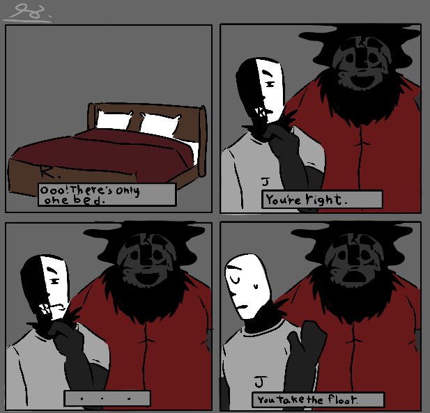 ChaPhhu's tweet photo. post this before go to bed, alright. cool. 
. 
. 
Jack and Rush, there's a reason why Jack want to sleep alone, because Rush ate all the space 😂😂
. 
. 
. 
#doors #robloxdoors #Jackdoors #Rushdoors https://t.co/A6ic0ClrRY