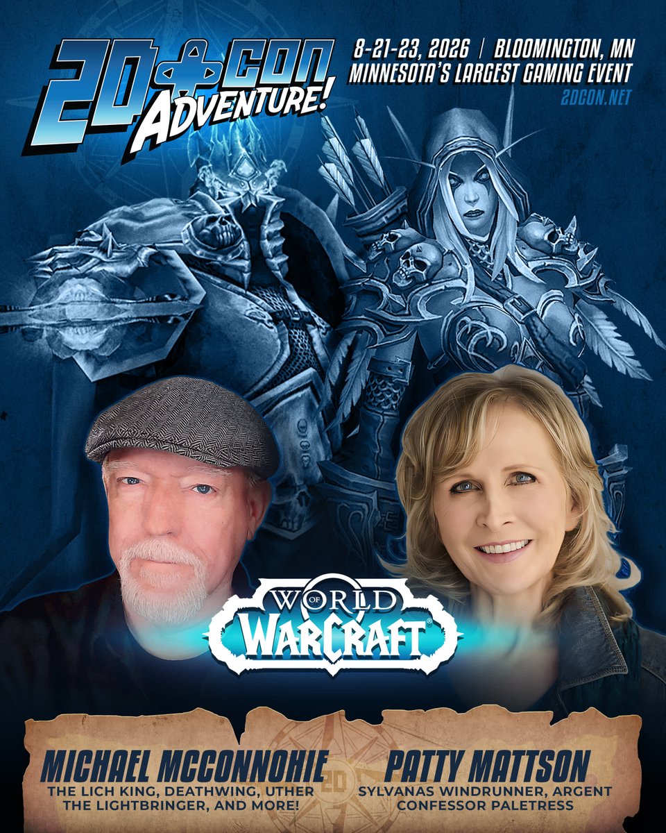 2Dconvention's tweet photo. The Banshee Queen and The Lich King

Join Michael McConnohie and Patty Mattson, the voices behind The Lich King and Sylvanas Windrunner at 2D Con 2026, this August in Minnesota. 

Learn more at https://t.co/7on8Wk9Qpw https://t.co/w88oqGvk0P