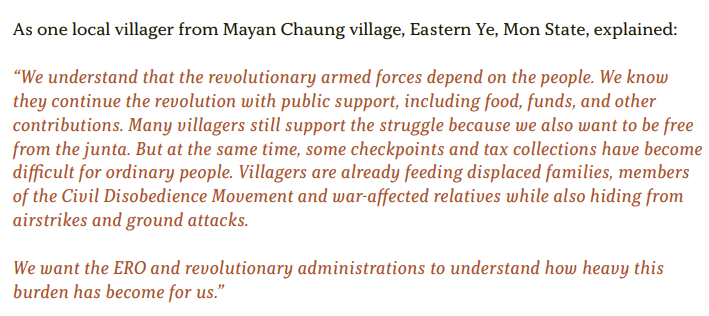 sheehanj920's tweet photo. excellent civilian-centered report from @HURFOM.

"We want the ERO and revolutionary administrations to understand how heavy this burden has become for us."

"We are not saying these groups are the same as the junta ... But we also need to speak honestly..." https://t.co/0sHIkCxyPa