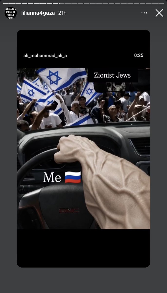 l3v1at4an's tweet photo. Lily Mussa, a weekly attendee of the targeted Bathurst &amp; Sheppard Jewish neighborhood protests is now picturing herself running over Jews with a car.

But don’t worry this is freedom of speech according to @TorontoPolice @TPSOperations https://t.co/evI62p5FBc