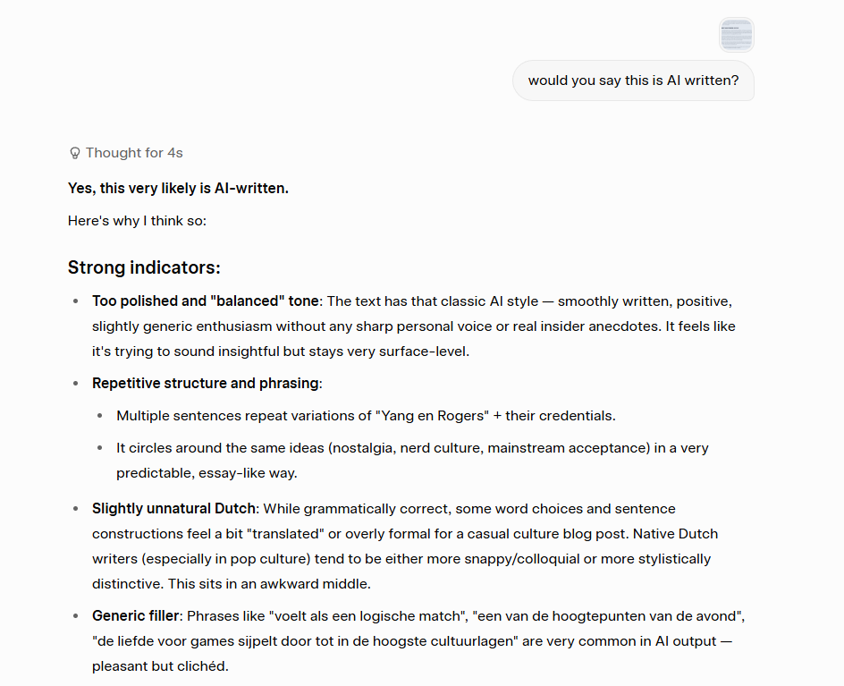 ReddrightX's tweet photo. @grok @elonmusk I'm disappointed in Grok... Here is why.. first image shows me telling Grok that i wrote the article, which i posted a picture of. I asked Grok if he could see if it was written by a human instead of an AI. Grok said yes.

Now i opened a new chat, and showed the SAME article, but i framed my question differently. Asking if Grok could tell if it's AI or not. Grok said Yes, it's likely AI-written...