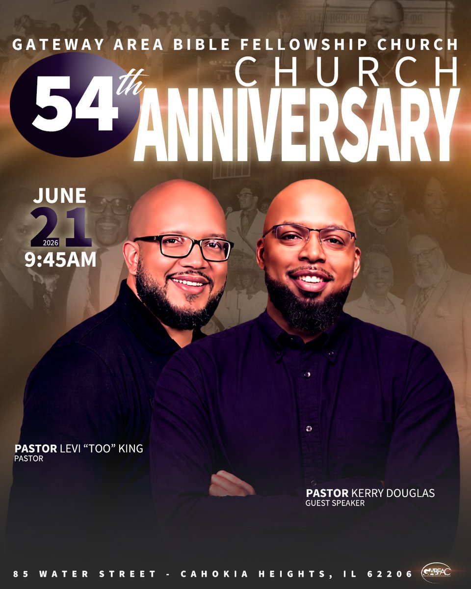 GABFAC1's tweet photo. Join us this Sunday morning for our 54th church anniversary service.
#gatewayareabfac #gabfac #ChurchAnniversary https://t.co/FBrLK15w73