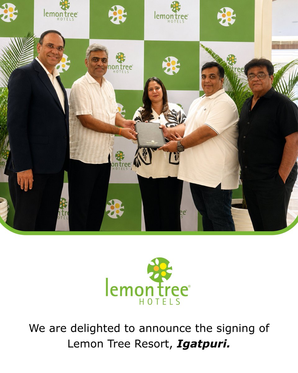 LemonTreeHotels's tweet photo. We are pleased to announce the signing of Lemon Tree Resort, Tadgaon and Lemon Tree Resort, Igatpuri, strengthening our presence in Maharashtra with 32 properties and adding 200 keys to our growing pipeline.
Read more: https://t.co/MByAdqXU2G
#LemonTreeHotels #NewSigning https://t.co/3DGDFGmIjt
