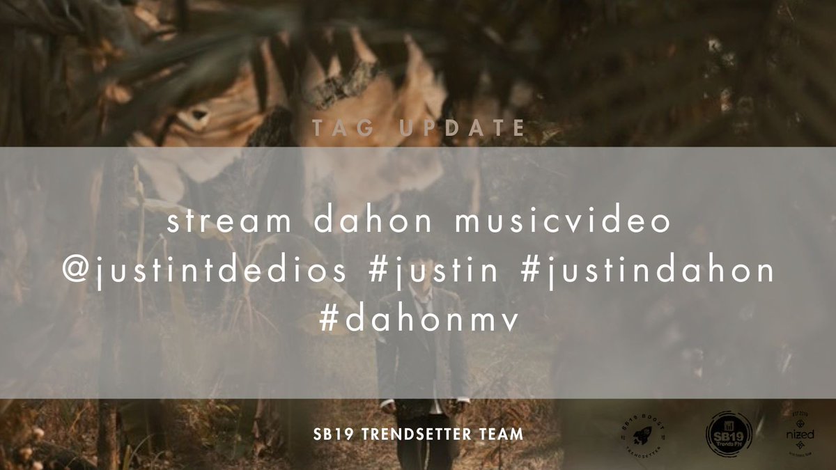SB19TrendsPH's tweet photo. [ TAG UPDATE ]

Mananatili ako sa'yo 🍂

The music video for Justin’s latest single “dahon” is now out on Youtube!

Stream it now and us the updated tags below!

stream dahon musicvideo
@justintdedios #justin #justindahon
#dahonmv https://t.co/i59ueuj6O5