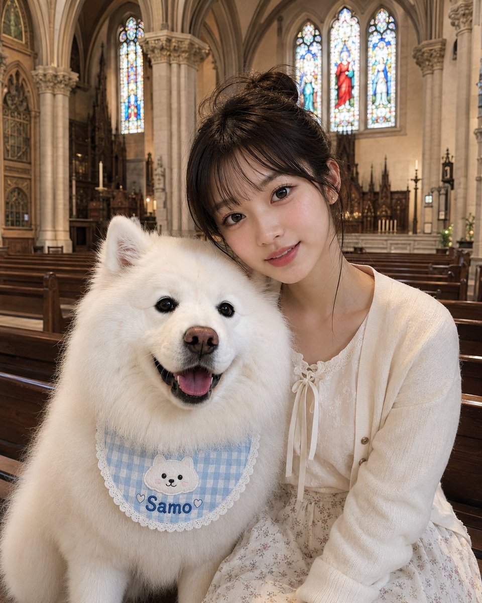 Samoyed_AI's tweet photo. 今日はサモと教会で写真を撮りました⛪️
#samoyed #サモエド https://t.co/03VdtHXSSm