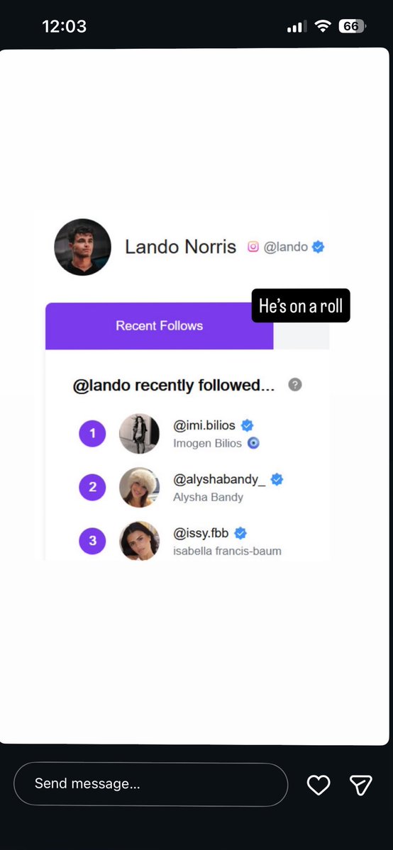 Maguis_World's tweet photo. Not Lando following all these new models on instagram… like wonder who his next conquest is, because it won’t be a relationship because he can’t hold one of them https://t.co/irOmX09jve
