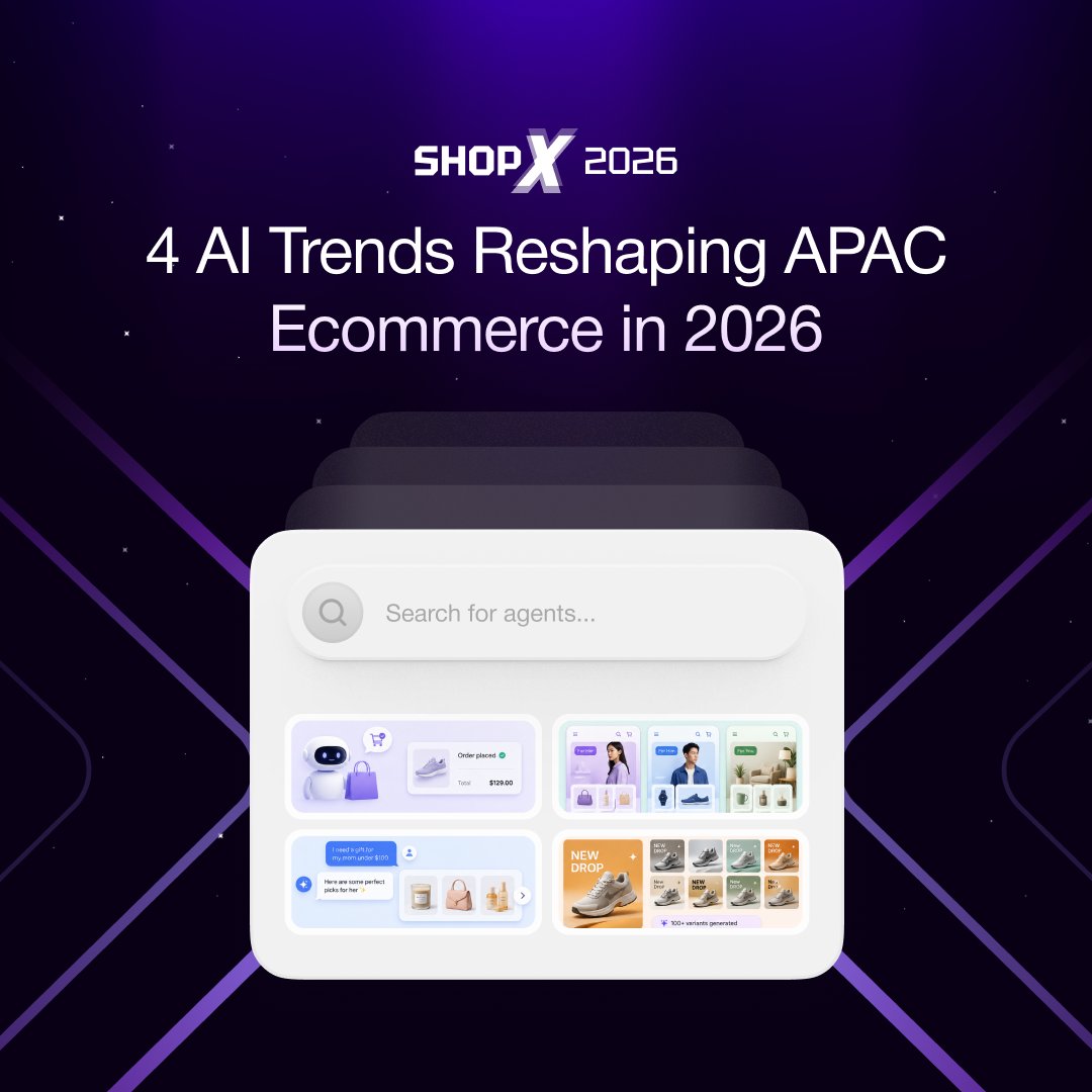 gempages's tweet photo. 🚀 4 AI Trends Reshaping APAC Ecommerce in 2026

In Asia-Pacific, AI isn't the future of shopping — it's already in the cart. Shoppers want it: 81% expect retailers to offer AI-powered tools (DHL, 2025), and 74% already use AI to discover and research products (Visa, 2026). 

The shift runs deepest in emerging markets, where over 50% of shoppers in China, India, Indonesia, and Thailand now use genAI to shop online (NIQ, 2026).

The shoppers have moved. The only question is whether your store has. Here are the 4 trends reshaping ecommerce across APAC 👇

1️⃣ Autonomous Shopping Agents
Bots will check out for your customers, searching, comparing, and completing purchases on their behalf.

2️⃣ Hyper-personalized Storefronts
One store, a million versions. Every visitor sees a storefront tailored just for them.

3️⃣ Conversational Product Discovery
Search becomes a chat. Customers find what they want by talking, not scrolling.

4️⃣ AI-generated Creative at Scale
100 ad variants in minutes. Spin up endless on-brand creative without the bottleneck.

Sellers who adopt early will pull ahead, those who wait will play catch-up. Swipe through for how to apply each one to your store today.

These are exactly the topics we'll dig into at ShopX 2026.

----------------
👉Explore GemPages the leading page builder for Shopify: https://t.co/TfRRlLs7OD 
👉 Start your Shopify journey today: https://t.co/HU3Ebv3V1y

#ShopX2026 #AICommerce #Ecommerce #GemPages #Shopify