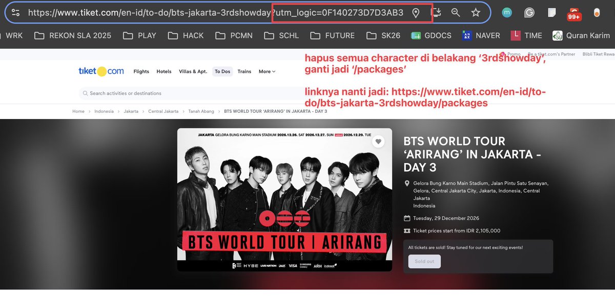 joonkoogi's tweet photo. Yg gw lakukan di presale BTS add show hari ini:

Selama dia 'Fully Booked' bukan 'Sold Out', gw ga nunggu/refresh page itu

Gw ganti bagian belakang link jadi '/packages' dan enter. Di page paket fokus ke kotak di kanan, refresh trs. If u're lucky, nanti bakal muncul stok lepasan https://t.co/AIlxfwguMW