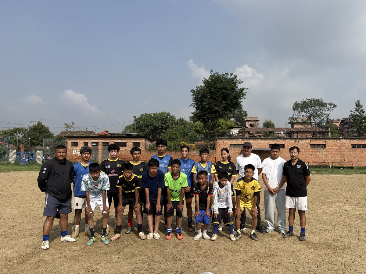 biplav's tweet photo. At Khwopa Kings training this morning. Of the dozen or so trainees, 3 boys had played in the ANFA U16 League, a girl had been selected for ANFA Academy, and another was a national futsal team player.

Goes to show what even a simple grassroots football program can achieve. https://t.co/uNJRiTopTC