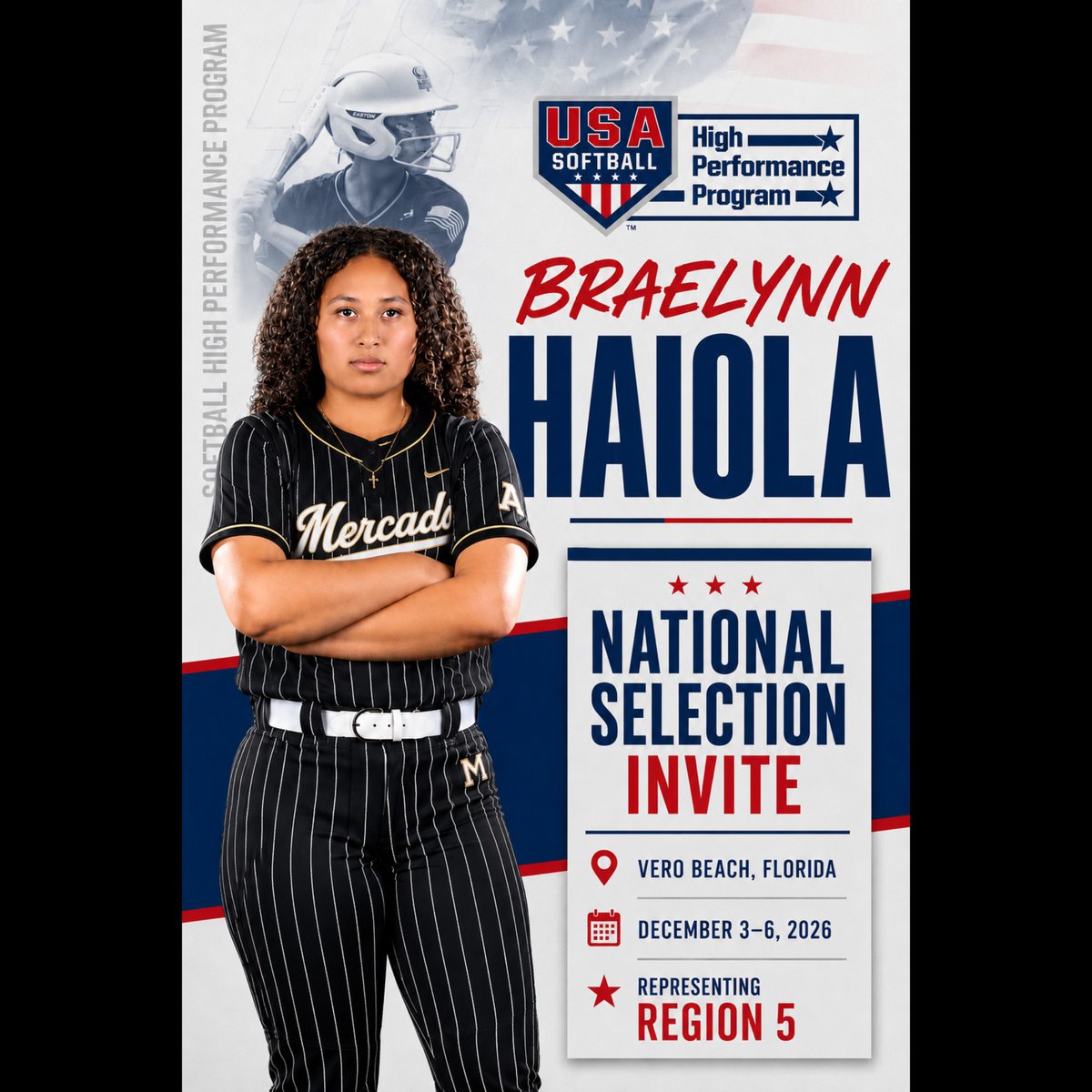 braehaiola2028's tweet photo. Honored and excited to announce that I have been invited to participate in the USA Softball High Performance Program U16 National Selection Event in Vero Beach, Florida.Thank you, @usasoftball, for this amazing opportunity!
#USASoftball #HighPerformanceProgram #NationalSelection https://t.co/bJk47WBT5R