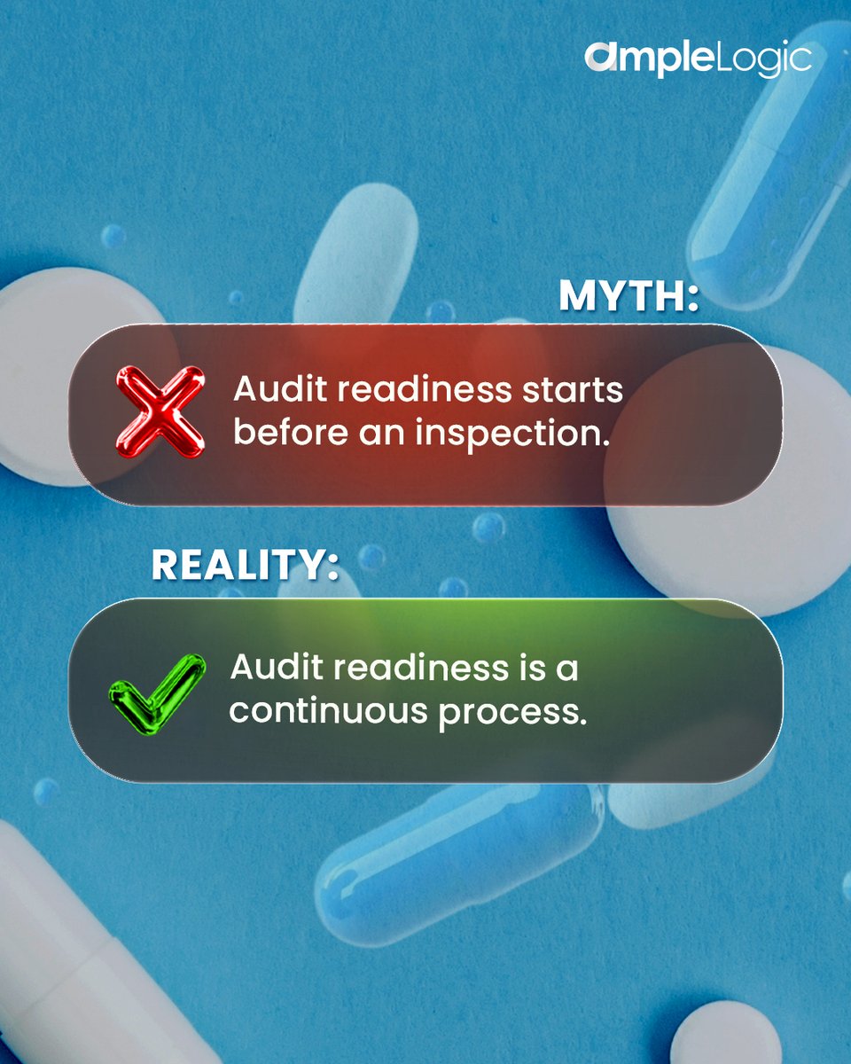 Ample_Logic's tweet photo. 🚨 5 Pharma Compliance Myths That Need to Retire
Outdated compliance thinking risks more than audits — it risks patient trust.
Amplelogic helps life sciences teams build audit-ready quality systems.
👉 Which myth have you seen most?
🔗 https://t.co/mZWQ5DOYcO
#PharmaCompliance https://t.co/u2nbZOhWPs
