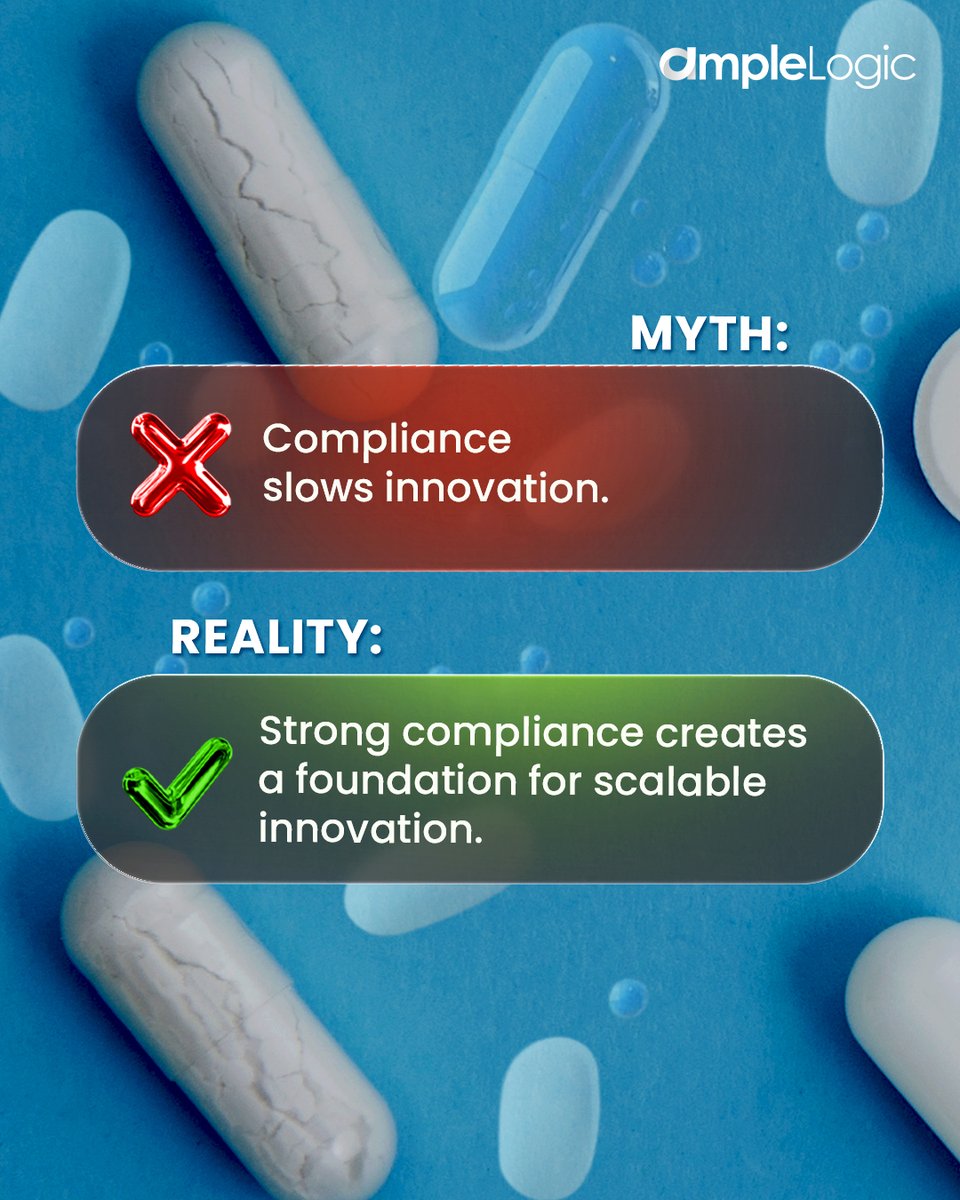 Ample_Logic's tweet photo. 🚨 5 Pharma Compliance Myths That Need to Retire
Outdated compliance thinking risks more than audits — it risks patient trust.
Amplelogic helps life sciences teams build audit-ready quality systems.
👉 Which myth have you seen most?
🔗 https://t.co/mZWQ5DOYcO
#PharmaCompliance https://t.co/u2nbZOhWPs