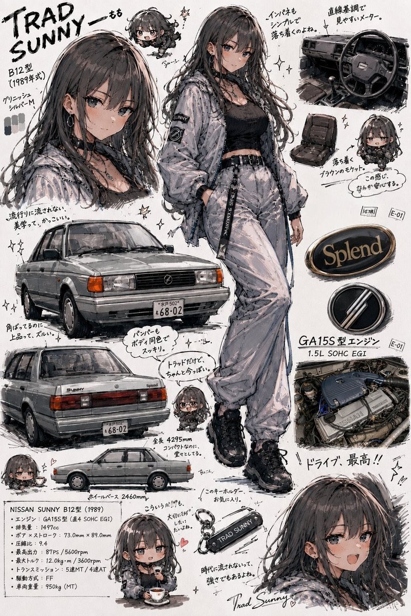 tinden2000's tweet photo. 流行りの愛車の擬人化やってみたら中々良く出来て驚いてる😅 https://t.co/7d9C5fBWdm