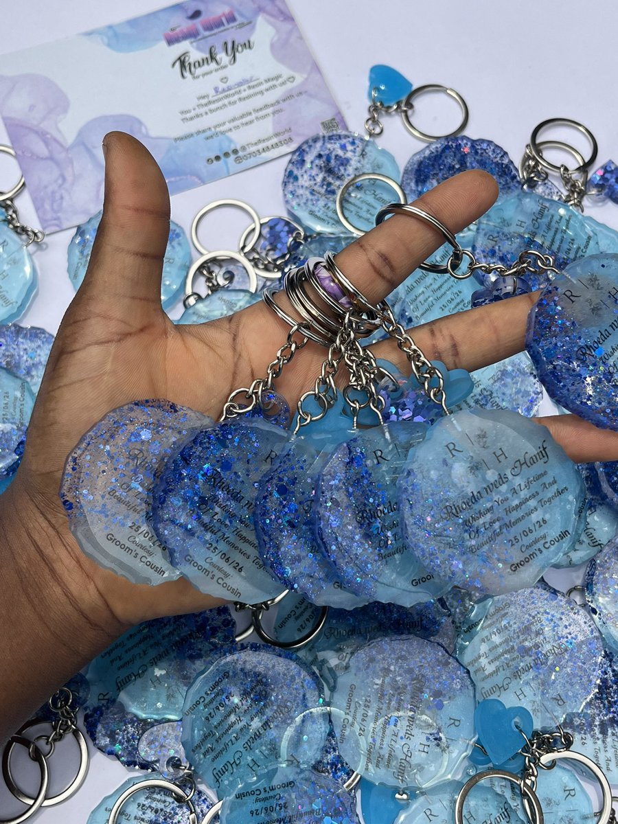 TheResinWorld's tweet photo. 👩🏽: I have a wedding coming up… need 100pcs of customised keyholders 

💟: Okayyy, what would you like written on it?
            … Courtesy: Groom’s Cousin 💙🩵

Bulk pieces order?
Let’s make in your preferred colour and quantity 💟

📍 Lagos, Nigeria
🚀 Nationwide delivery https://t.co/oHzrSvEMdH