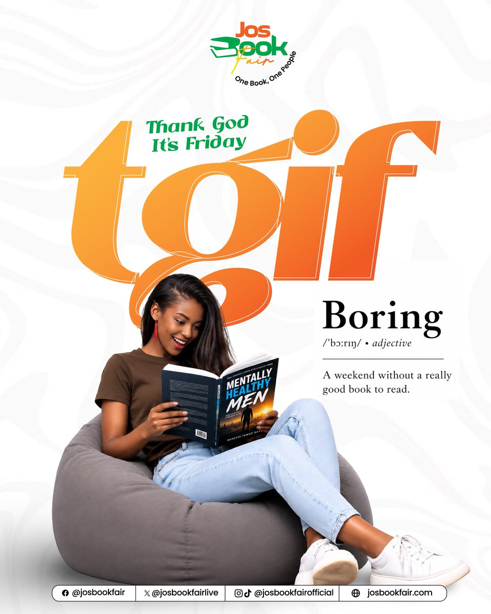 josbookfairlive's tweet photo. Say NO to a boring weekend. 📚

Pick up a book and start reading today.

#TGIF #WeekendReads #JosBookFair #ReadingCulture #OneBookOnePeople https://t.co/udlxMPgqel