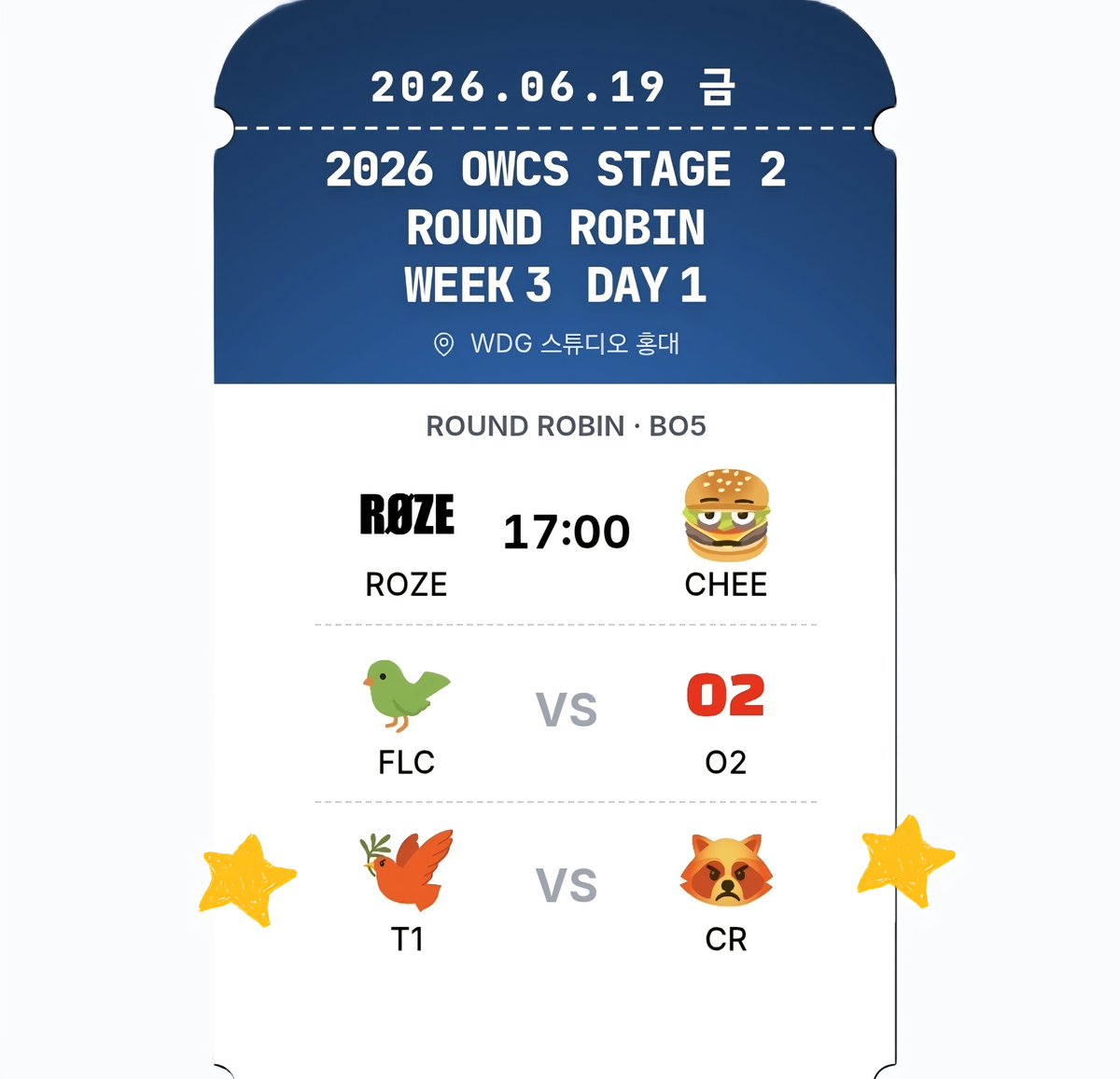 godgameow_com's tweet photo. 2026.06.19.(금)
�� 시작될 티원라쿤전 장지수님 비공식 중계💕

🔵https://t.co/TrwwhwRGYe

#OWCS @Akaros83 https://t.co/2q8jtnfjDg