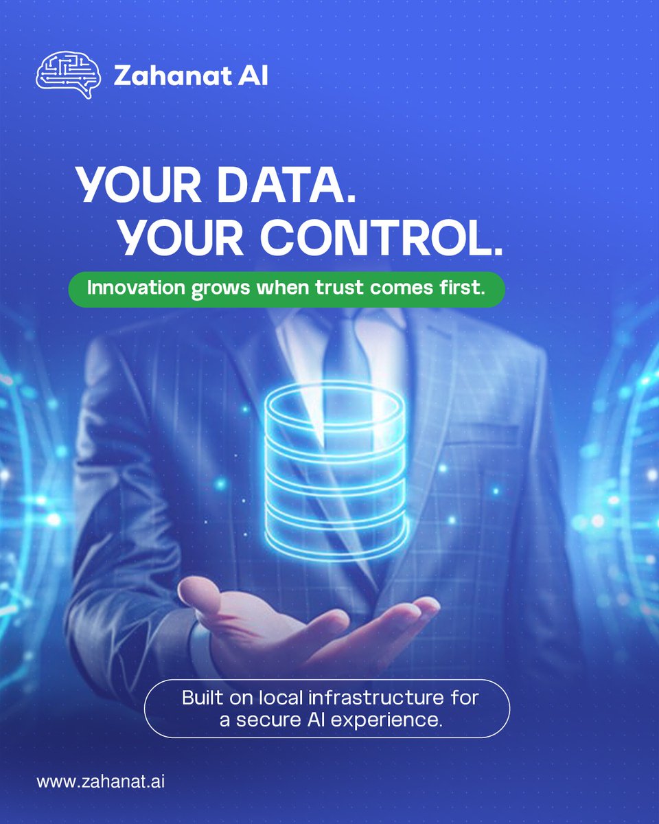 ZahanatAi's tweet photo. YOUR DATA. YOUR CONTROL.
Trust starts with security. Zahanat AI is built on local infrastructure, keeping your data protected while delivering fast, reliable, and intelligent AI experiences you can trust.
#ZahanatAI #SecureAI #DataPrivacy #TrustedAI #MadeForPakistan https://t.co/Hiz7DL7cco