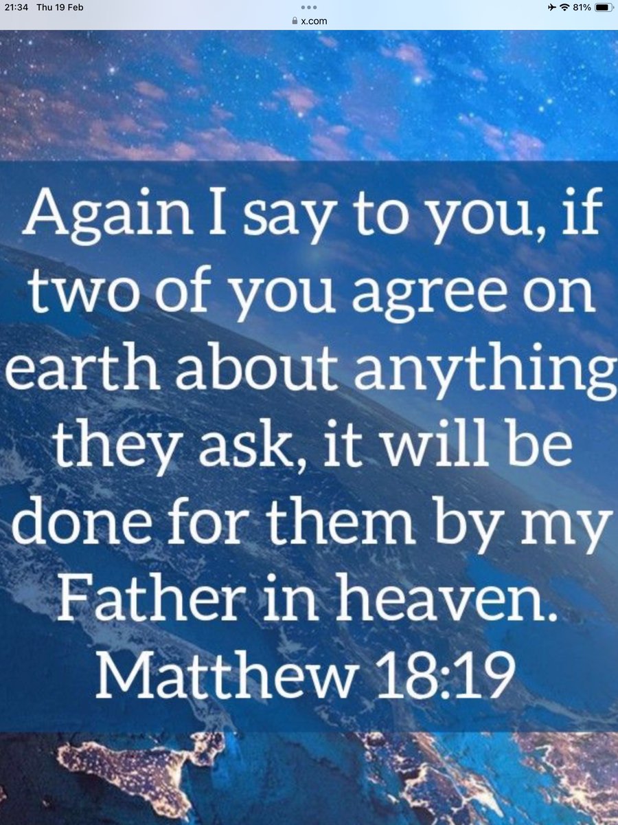 hortensewright1's tweet photo. In Jesus mighty name amen
I come in agreement with you 
Mathew 18:19 https://t.co/33ovJhDrMF