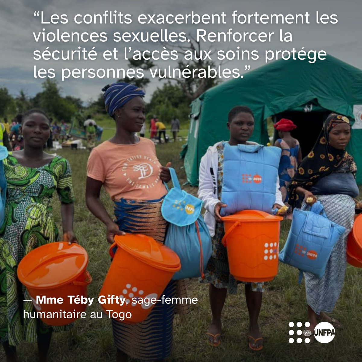 UNFPA_TOGO's tweet photo. En contexte de crise, les femmes et les filles sont les premières exposées aux violences sous toutes les formes. Renforcer leur sécurité et garantir leur accès aux soins de santé n'est pas une option : 𝐜'𝐞𝐬𝐭 𝐮𝐧𝐞 𝐧𝐞́𝐜𝐞𝐬𝐬𝐢𝐭𝐞́ 𝐯𝐢𝐭𝐚𝐥𝐞.
#UNFPATogo #StopVBG https://t.co/RHm6yxWubh