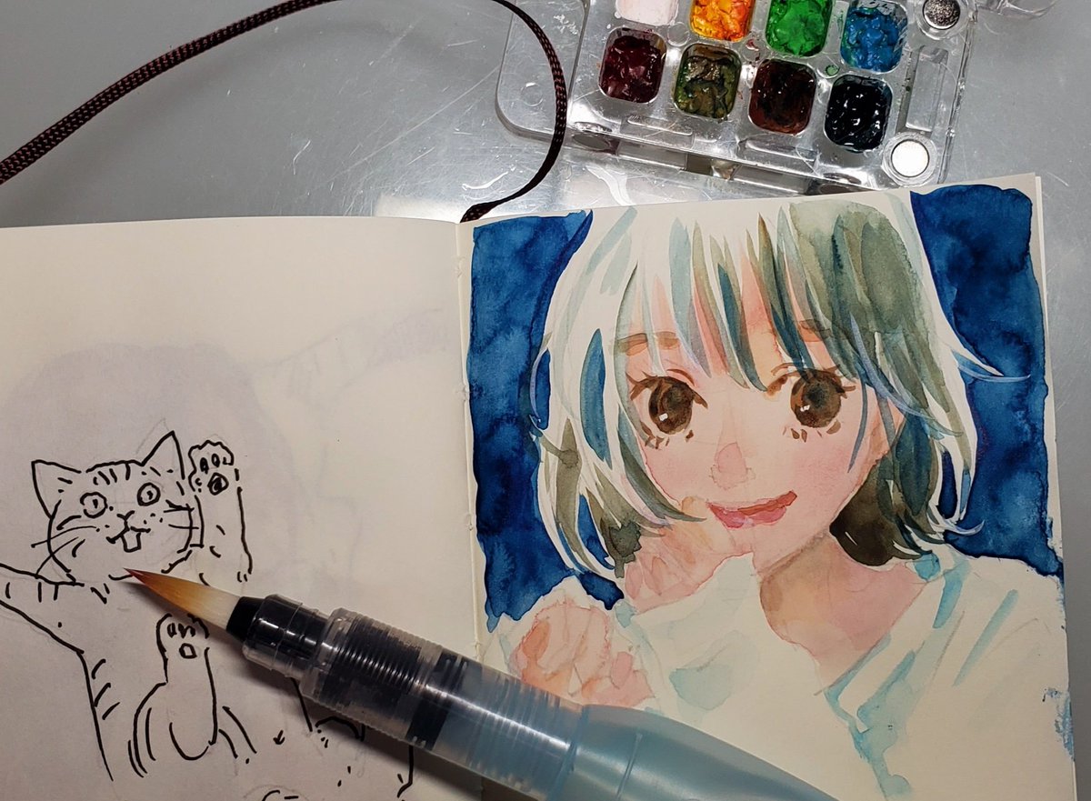 rrrrins's tweet photo. あまりに漫画を描かなさすぎて絵を描くのが怖いまであるので、リハビリのために「一日一絵」を始めて１ヶ月余が経ちました🙃

なんでもいいからとにかく毎日描く！をモットーに(たまにサボるけど)負担なく小さいサイズのメモ帳に📖10分～30分で
そんで今ちょっとだけ楽しくなってきたところ https://t.co/z4sHWSookR