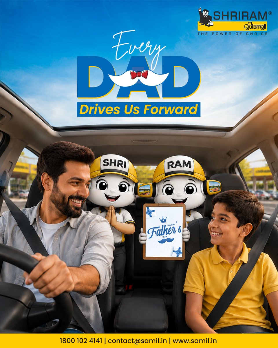 ShriramAutomall's tweet photo. Through every detour, every dream, and every destination, Dad has always been the reason we never felt lost.

Happy Father’s Day. ❤️

#Dad #FathersDay #HappyFathersDay #Fathers #AdroitAuto #CartradeExchange #Augeo #PriceX #SAMIL #ShriramAutomall #ProudSamilian https://t.co/wmfShRJ0Yq