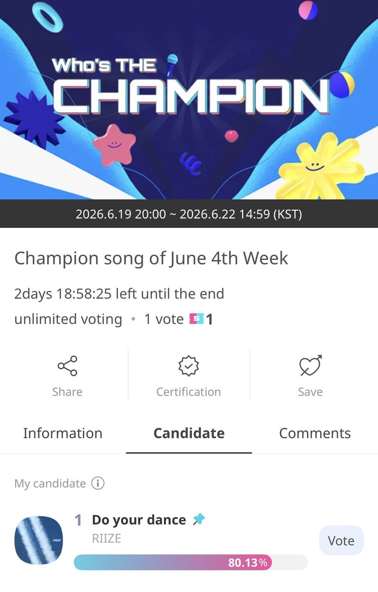 WEVOTERIIZE's tweet photo. 🏆 Show Champion of June4th Week (Pre-Vote)
📌 เปิดโหวตแล้วค่ะ !!
📱IDOL CHAMP
🗓️ Now - 22 June, 12:59🇹🇭
🗳️ 1 vote = 1 🎟️
* 1 ticket แลกด้วย 1🩷, 5🩵
** โหวตได้ไม่จำกัด 

พี่บรีซลุยเลยค่าาา 🔥 #พี่สาวโหวตน้องข้าว https://t.co/EFVYx2sUcg