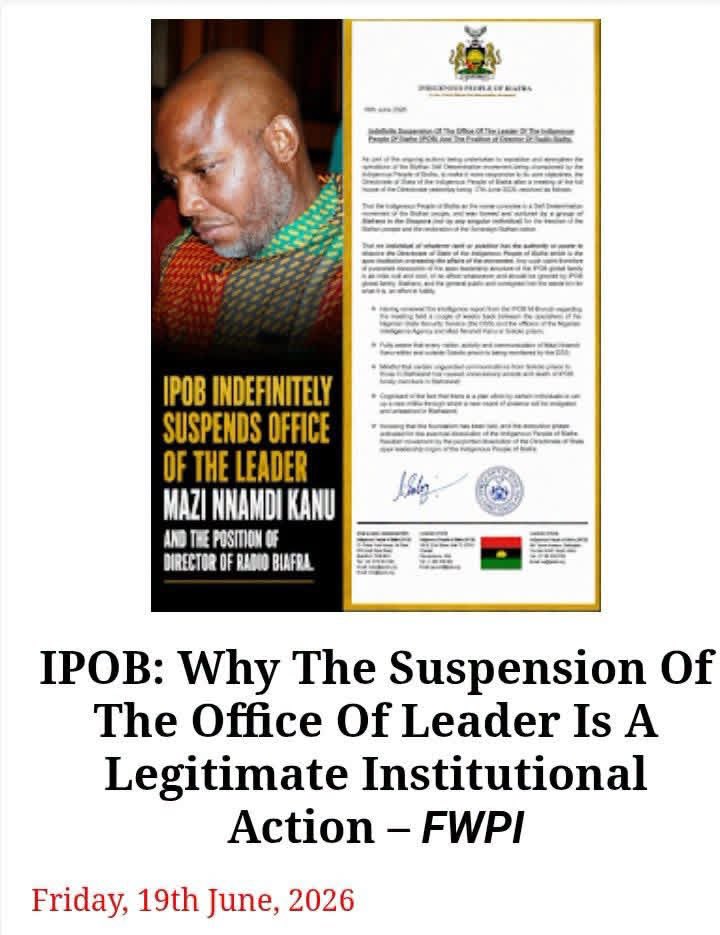 ChinasaNworu's tweet photo. Some have suggested that the decision carries grave legal consequences. Such claims appear exaggerated. Internal disciplinary, administrative, or restructuring decisions are common within organizations worldwide. The mere fact that an institution exercises powers assigned to it under its governing framework does not automatically create legal liability. Disagreement with a decision does not, by itself, make the decision unlawful.

https://t.co/YoQjtCWwdq