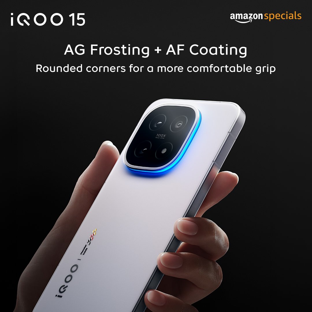 TechSAM009's tweet photo. AF Frosting+AF Coating finish for a confident grip to the Cool Matte Metal Frame.. Designed to be seen😍🤘 #iQOO15 #BeTheGOAT🔥
#iQOO https://t.co/wypyZjKnjK