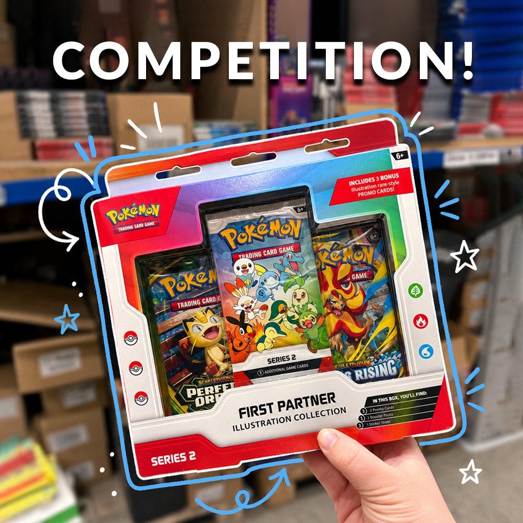 TGCCollectables's tweet photo. 🚨 COMPETITION TIME! 🚨

To celebrate this weeks Pokemon TCG First Partner Illustration Collection Series 2 launch, we're giving you the chance to WIN!

TO ENTER:

🫵🏼 Follow us at TGC Collectables and repost this!
✍🏼 Respond and tell us your favourite Pokemon memory!

ENDS:

Monday 29th June 2026 at 12pm! 🍀