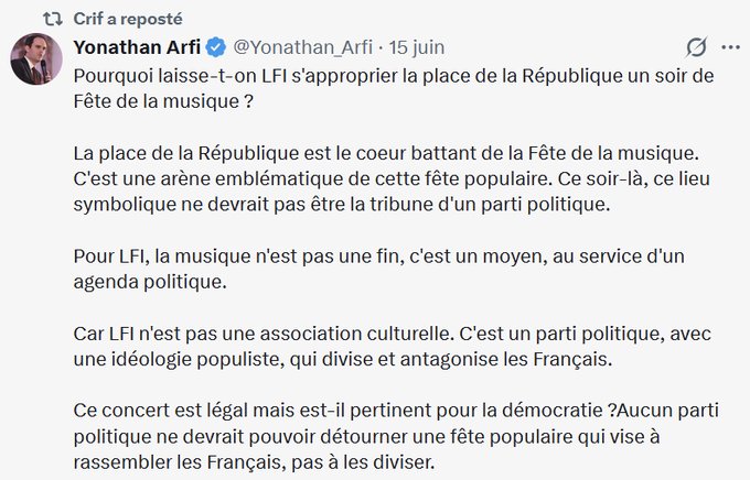 KadoKero's tweet photo. @LeParisien_75 Le 15 juin Arfi poste son texte infamant.
Le 16 juin il accueille au CRIF le Ministre de l'Intérieur.
Le 17 juin le concert organisé par la FI est interdit. https://t.co/xwe0qQzi6a