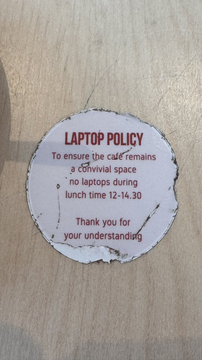 hialex_sol's tweet photo. Cafes in Belgium: are you okey implying this rule?

Just give me a reason to understand why someone can not be at a place after purchasing a caffe to be able to work without making noise.

What about the remote economy, what about thinking of your clients? Is it better to keep clients making noise and disturbing rather to keep the ones focus and in silence right?

It seems like a joke, I am curious what you all think about it

#cafe #Belgium #rule #laptop #workremote