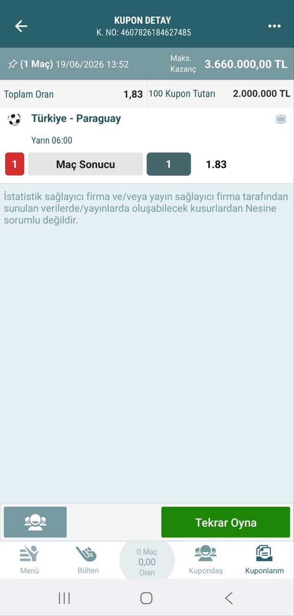 felixanaliz's tweet photo. Kimse milli takım aşkımızı sorgulamasın lütfen. Bu kupon geldiği taktirde tüm tuşlara basan kardeşlerime bütün kazancımı dağıtırım hadi bakalım. https://t.co/SlPcww5JaL