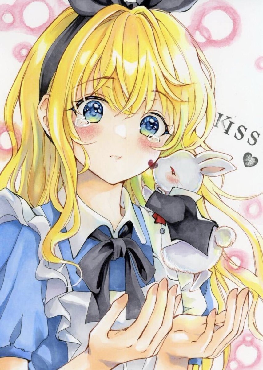 カラーできました🩵🩷 うさぎさんと仲直りのKISSです！ 泣かせちゃって