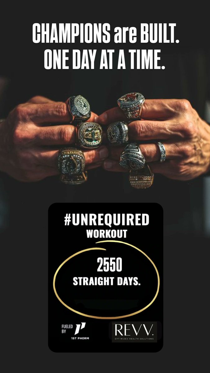ContinuedFight's tweet photo. 2550 straight days TRAINING.
NO EXCUSES #ATTACKthePROCESS
#UNREQUIRED z
Fueled by @1stPhorm 🔥 @RevvHealth 🔥
Be the EXAMPLE.
DISCIPLINE WINS.
Keep STACKING days⚒️ https://t.co/aH9UhBoRvA