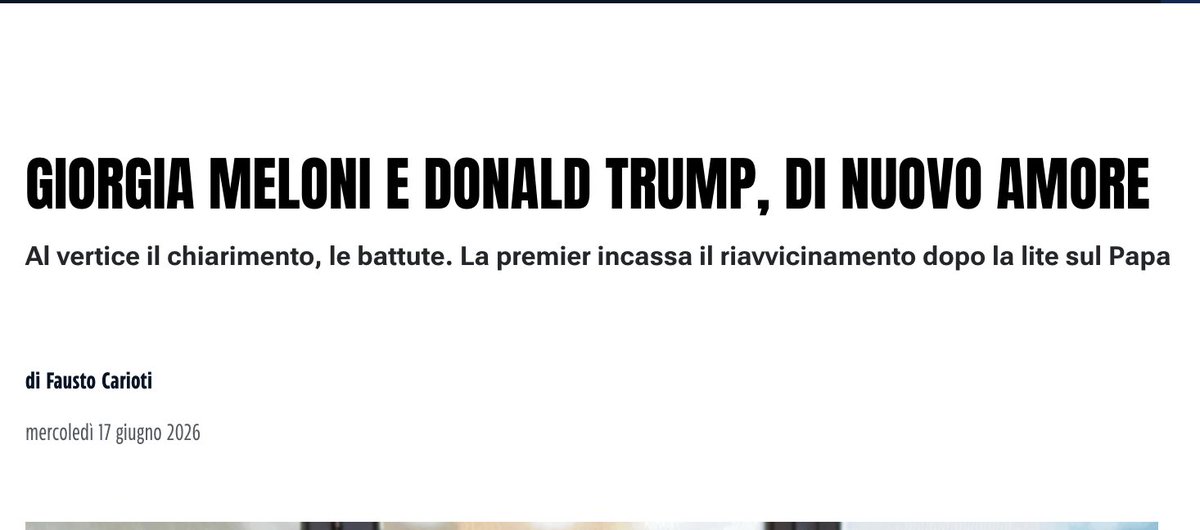 adrianobiondi's tweet photo. Qual è il giornale che titolava sull'amore ritrovato tra Trump e Meloni? Quale giornale raccontava l'ennesimo trionfo diplomatico della presidente del Consiglio? E perché proprio Libero? https://t.co/Ne17BYm5E8