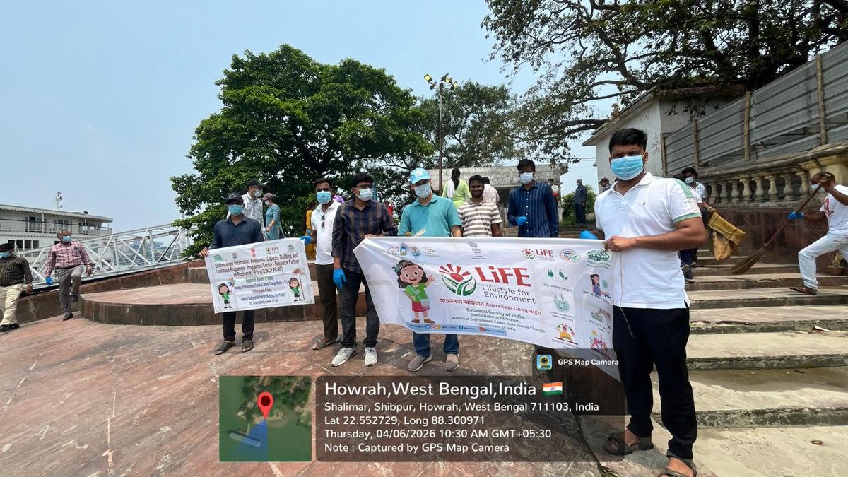EnvisBsi's tweet photo. CNH and BSI-EIACP jointly organized  Walking with Plogging programme under Swachhata Pakhwada 2026 at IIEST, Shibpur Hooghly River Ghat on 4th June 2026. The programme was led by Dr. K. Karthigeyan, Scientist 'F' &amp;  Head of Office, CNH and Dr. J. S. Jalal, Coordinator BSI-EIACP. https://t.co/NfDqj9srT6