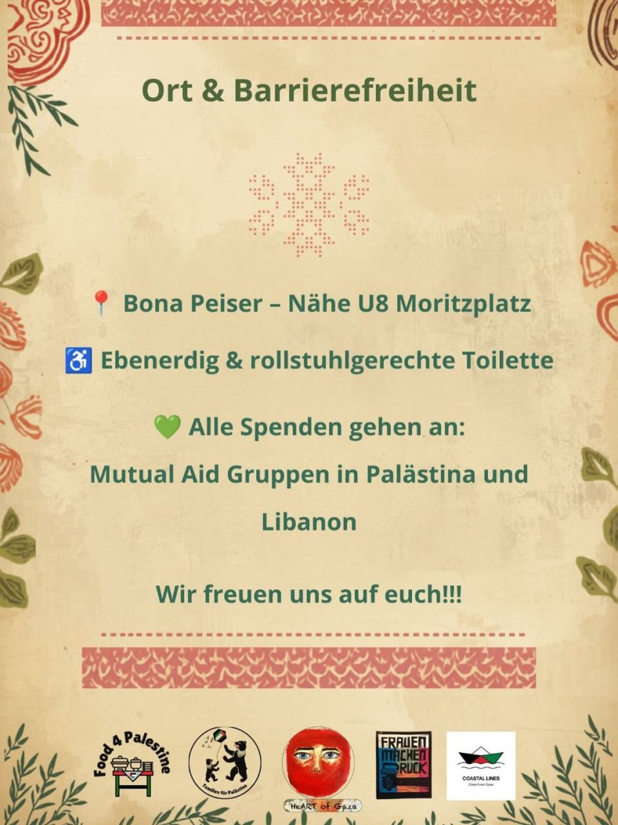 BerlinDemo's tweet photo. 💥Ankündigung! Samstag 20.06.2026💥

🇵🇸 Kinder- und Familien Fundraiser in Solidarität mit Palästina &amp; Libanon 🇱🇧

Samstag, 20.06.2026 | 14:00 Uhr | Bona Peiser Oranienstraße 72 10969 Berlin

📣 Aufruf: https://t.co/WkVWJe0uga 

#b2006 #FreePalestine #FreeLibanon

1/2 https://t.co/RWuMFW9Pur
