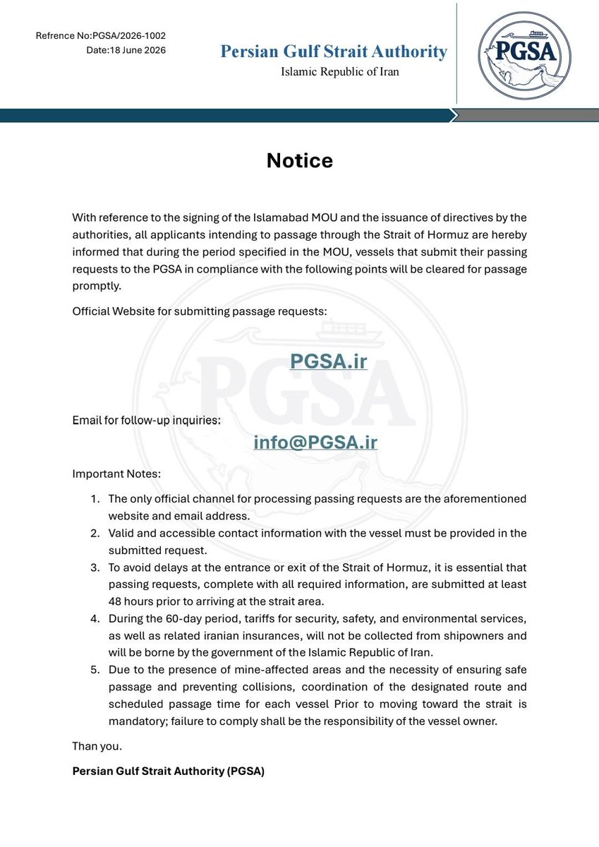 PGSA | نهاد مدیریت آبراه خلیج فارس tweet media