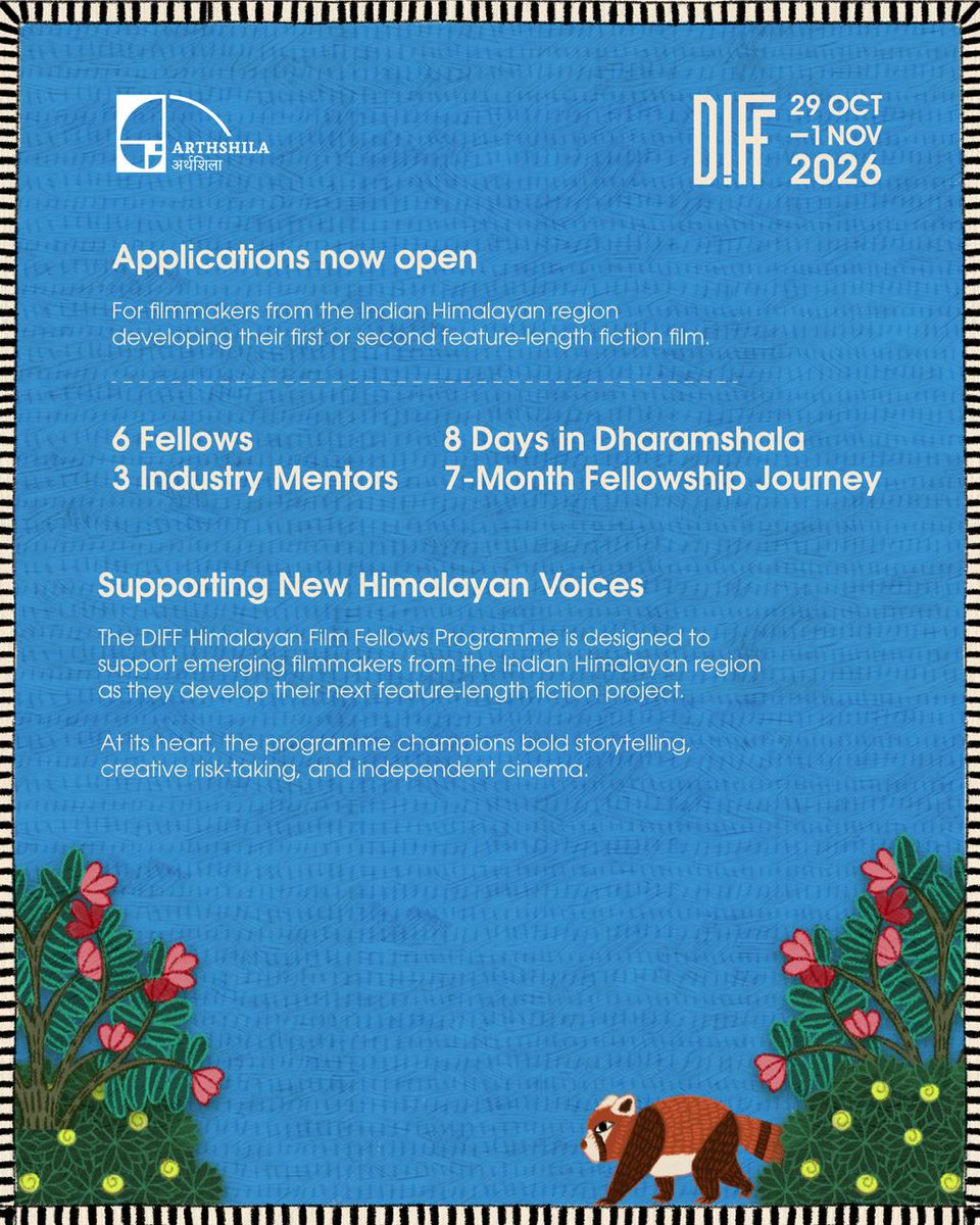 DIFFindia's tweet photo. We are so delighted to announce that the DIFF Himalayan Film Fellows Programme is returning, this time with the support of Arthshila!

Applications are now open until 31 July. We invite filmmakers to apply via https://t.co/18L10OvkwN https://t.co/8BrS1JPmr4