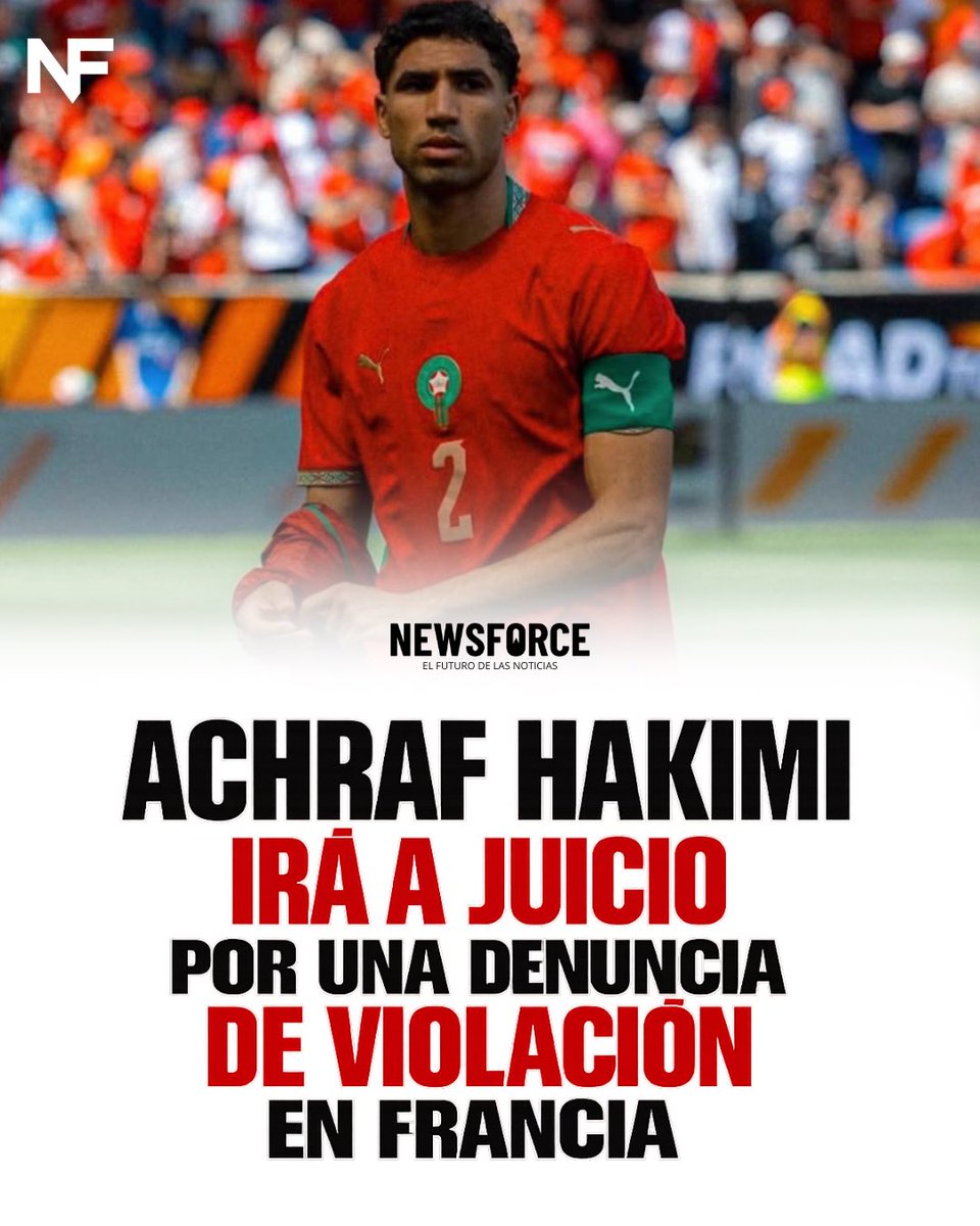 NewsForceES's tweet photo. La Justicia francesa ha confirmado que Achraf Hakimi será juzgado por una denuncia de violación presentada en 2023.

El Tribunal de Apelación de Versalles rechazó el recurso del futbolista del PSG y mantuvo la orden de procesamiento, por lo que el caso pasará a un tribunal penal.

Hakimi ha negado las acusaciones desde el inicio del proceso. Será la Justicia quien determine ahora las responsabilidades en el juicio.